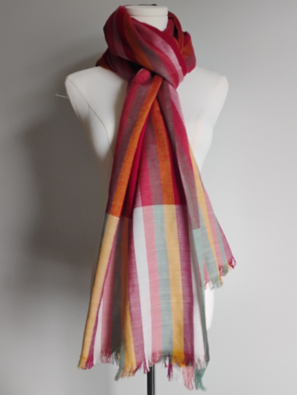 Large Pashmina Striped Multi-Color Lightweight Women's Scarf 42x90 Inches
